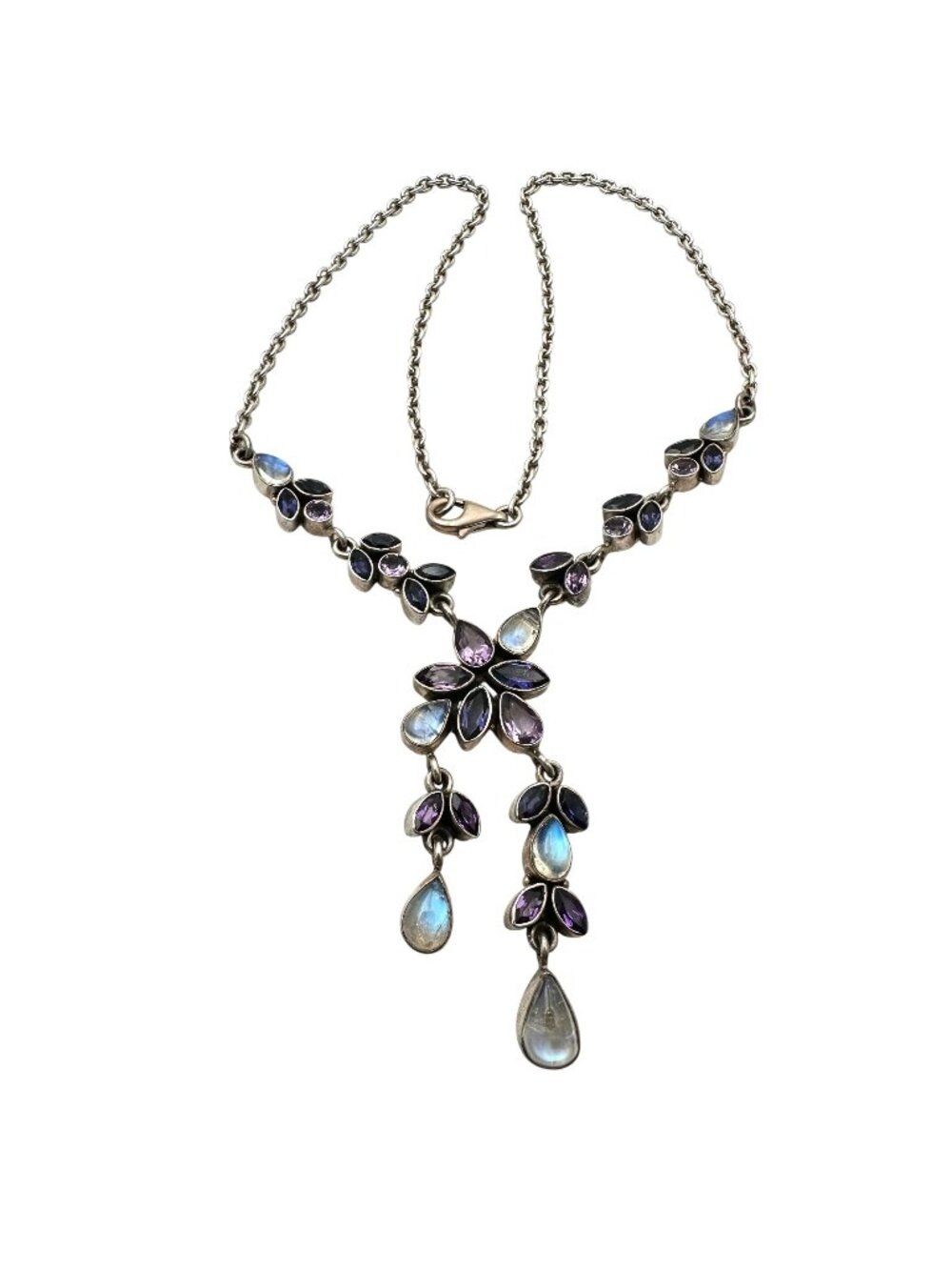 Nicky Butler Necklace Multi Gemstone Multicolor Sterling Silver 16 to 18 Inch